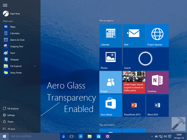 aero glass transparency enabled